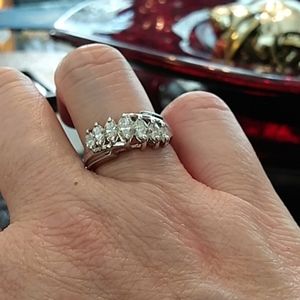 Marquise cut genuine diamond ring